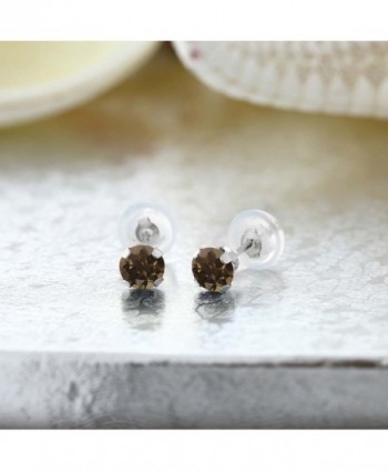 Round Brown Quartz Gemstone Earrings in Women's Stud Earrings