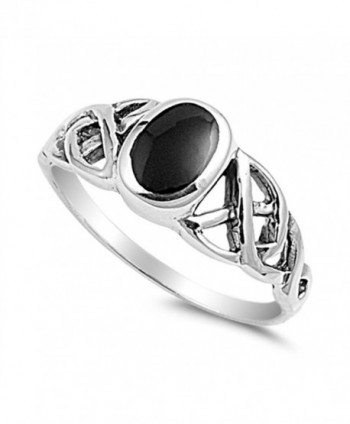 CHOOSE YOUR COLOR Sterling Silver Celtic Knot Ring - Simulated Onyx - CL187YWLEE2