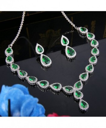 BriLove Teardrop Y Necklace Silver Tone Birthstone in Women's Jewelry Sets