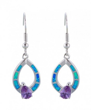 New Arrival Blue Fire Opal Purple zircon Silver Drop Earrings Fashion Opal Jewelry OES650 - Blue - CG184RLZGIU
