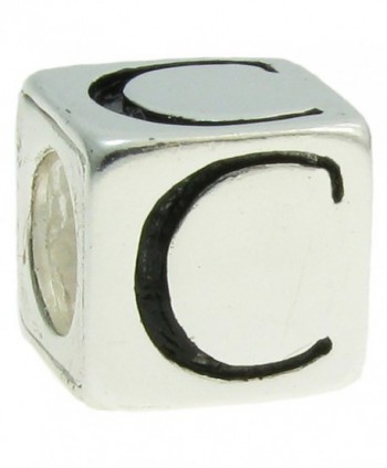 Sterling Silver Cube Letter European Style Bead Charm - CR115XNN80P