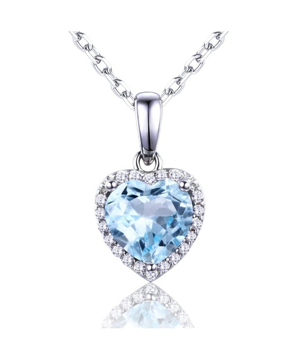 Genuine Natural Sterling Necklace Birthstone - Swiss Blue Topaz - CT185QQ9IDY