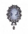 lureme Vintage Elegant Victorian Lady Beauty Cameo with Crystal Brooch Pin (br000017) - Antique Silver - CK12N0FVGU3