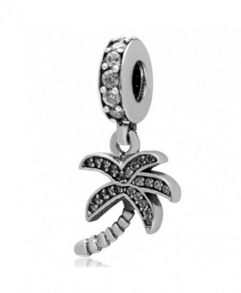 Choruslove Cubic Zirconia Coconut Tree Charm 925 Sterling Silver Pendant for Bracelet or Necklace - CZ12BIRAXJH