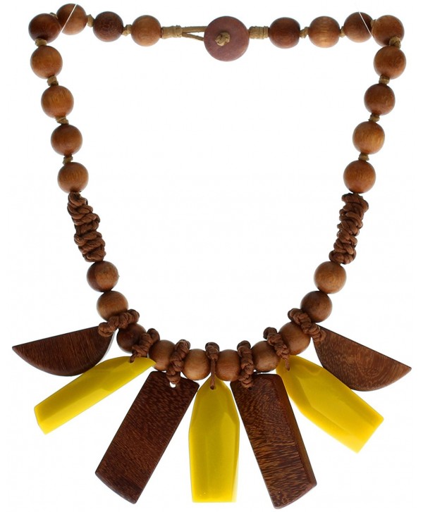 Royal Diamond 12" Tropical Brown & Yellow Bib-style Choker Necklace - C011DH02P4L