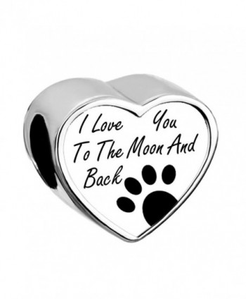 LovelyJewelry I Love You To The Moon and Back Charms Pet Paw Heart Bead For Bracelets - C912BMMSO1D