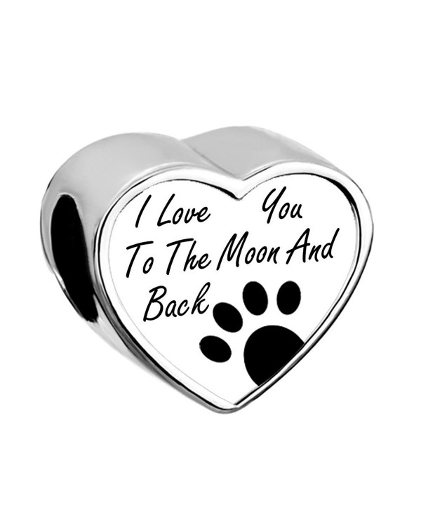 LovelyJewelry I Love You To The Moon and Back Charms Pet Paw Heart Bead For Bracelets - C912BMMSO1D