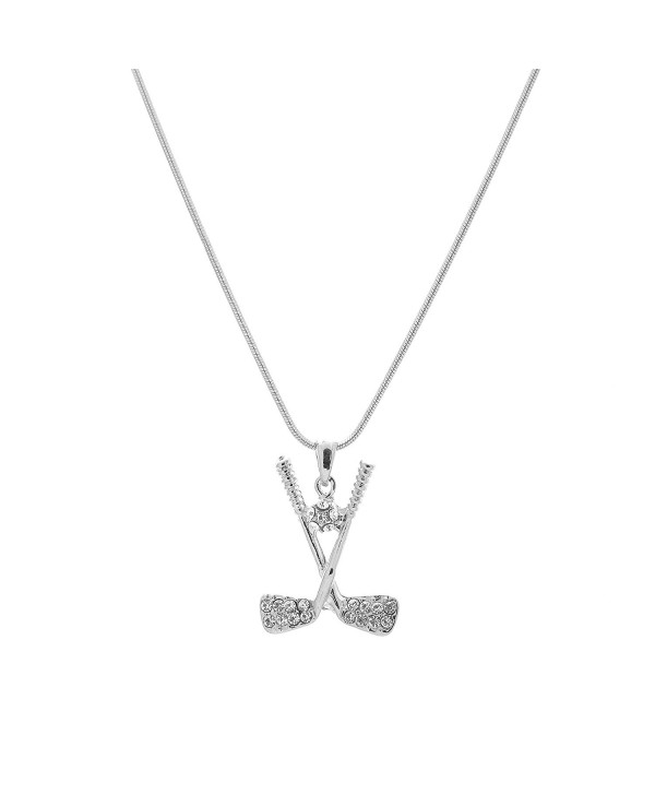 chelseachicNYC Crystal Golf Club and Ball Necklace Silver Plated - CR129QUROOL