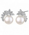 EleQueen 925 Sterling Silver CZ AAA Button Cream Freshwater Cultured Pearl Bridal Stud Earrings - CN12DKN4PUL