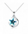 HERLINA Moon and Star Pendant Necklaces for Women's Made with Swarovski Crystals Jewelry- Chain 18 inch - Blue - CS189QA4ZDH