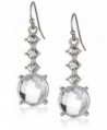 1928 Jewelry "Crystal Glace Silver" Silver-Tone Crystal Faceted Round Drop Earrings - CF11OR4WOER