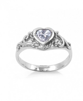 CHOOSE YOUR COLOR Sterling Silver Heart Promise Ring - Simulated Aquamarine - CL187YUKK4D