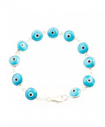 Sterling Silver Evil Eye Bracelets- 7.5 inches - Turquoise - C1113H4F4FT
