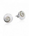 Round 10 mm Swirl Shiva Shell .925 Sterling Silver Post Earrings - CX11GFR6P0N