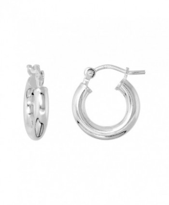 Sterling Silver Hoop Earrings with Post-Snap Closure 2.5mm thick Tube thick Hoop 1/2 inch round - CW111G1YSDT