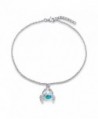 Bling Jewelry Sterling Silver Anklet Synthetic Blue Opal Nautical Crab 9in - CZ11HKTVM9T