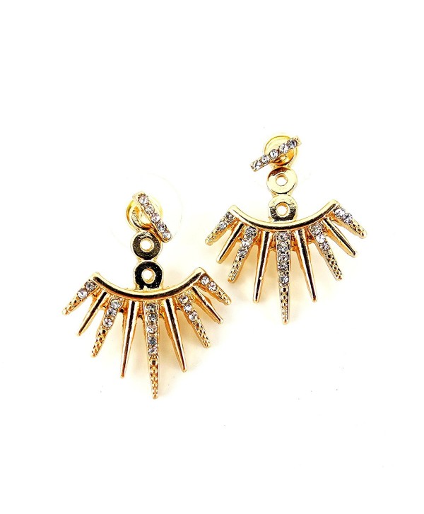Affordable Jewelry Gold Spike Crystal Ear Jacket Double Sided Stud Back Front Earrings NEW Trend - CG129LXN81V