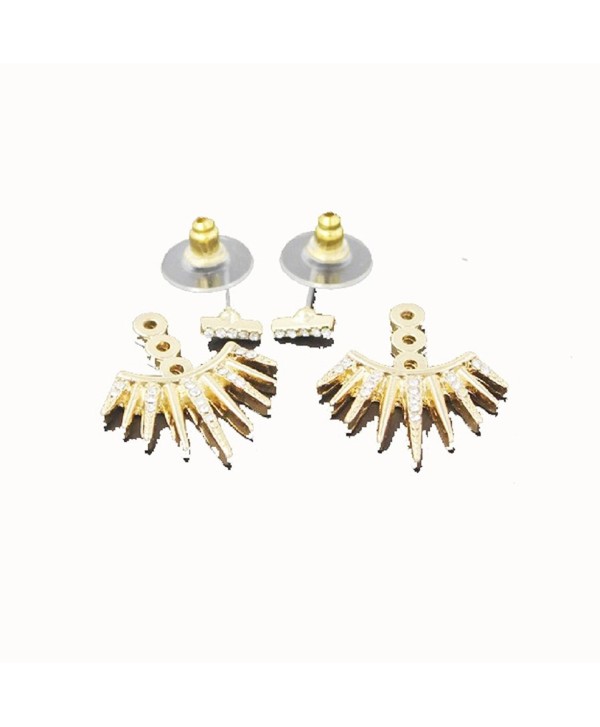 Affordable Jewelry Gold Spike Crystal Ear Jacket Double Sided Stud Back ...