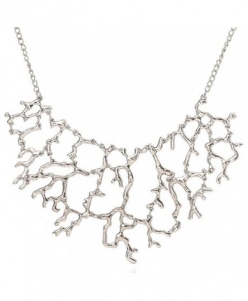 Women's High Fashion designer Big Tree Branch Statement Necklace - White - CC11RBQENT7