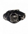 Jili Online Handmade PU Leather Eagle Motorcycle Bracelet Biker Bangle Wristband - Black - C8185IC5CR6