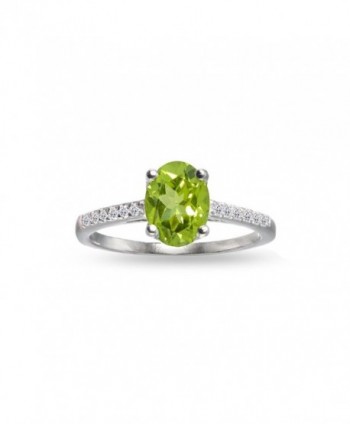 Sterling Silver Peridot and White Topaz Oval Crown Ring - CW1852MURSU