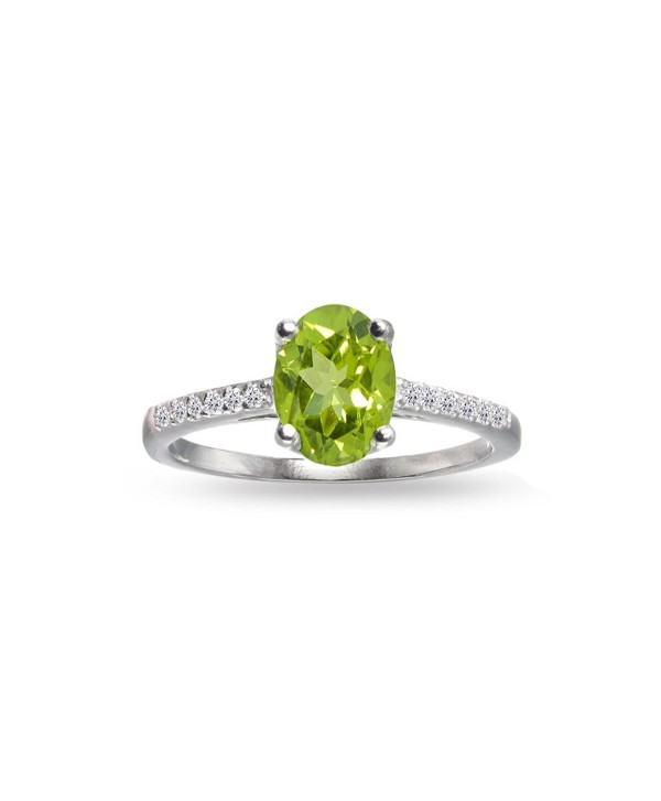Sterling Silver Peridot and White Topaz Oval Crown Ring - CW1852MURSU