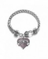 Teacher 1 Carat Classic Silver Plated Heart Crystal Charm Bracelet Jewelry - C911KFVXNYB