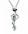 UFO Alien Holding Crystal Ball Silver Finish Pendant Necklace - C711K8WGQUF