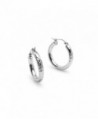 Sterling Silver 3x15mm Round Diamond Cut Hoop Earrings by Starburst - Sterling silver - CZ17Y0DKQ66