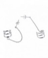 Triple Cuff Chain .925 Sterling Silver Post Earrings - C217Y07RE65