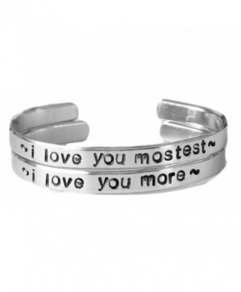 I Love You Mostest. I Love You More. - A Set of 2 Hand Stamped Bracelets in Aluminum - CE11SYYQ8V1