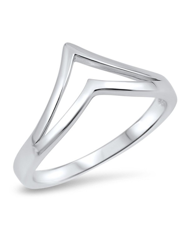 Double Pointed Chevron Thumb Ring New .925 Sterling Silver Cute Band Sizes 4-12 - CO12MXBHDDA