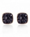 Jane Stone Fashion Resin Square Colorful Faux Druzy Stone Stud Earrings for Women and Teens - black - CX12NDR0ZEK