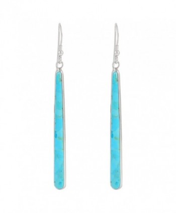 Turquoise Earrings in Sterling Silver & Genuine Turquoise (2.5" Long) - Turquoise (Hooks) - CR18C9XT04T