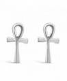 Sterling Silver Ankh Cross Earrings 100% Hypoallergenic and Nickel Free - CA17YE26QTG