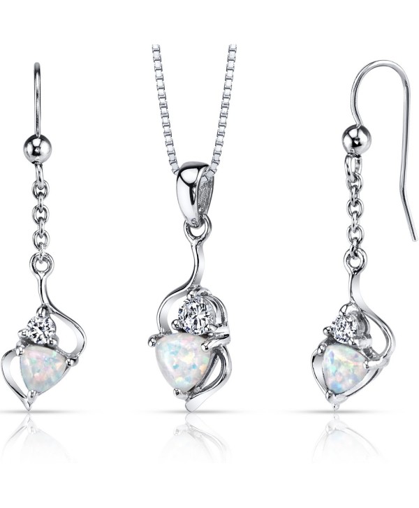 Created Opal Trillion Pendant Earrings Necklace Sterling Silver 2.00 Carats - CN122MTFID7