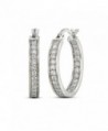 LOVVE Cubic Zirconia Inside Out 3/4 Inch Hoop Earrings- Available in Many Color Options - Silver Flashed - CP17YU4L4NM