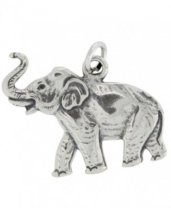 Sterling Silver Elephant Raised Trunk Flat Charm (Approximately 22 x 24 mm) - CZ11B4OP5FD
