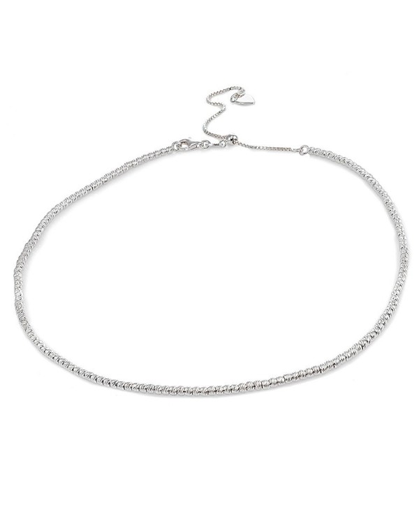 Sterling Silver Faceted Beads Italian Chain Choker Necklace - CW185G3UDXE