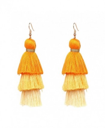 Thread Tassel Dangle Earrings Fringe Drop Earrings for Women - yellow - CV185LNI8W0