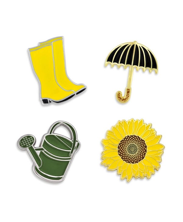 PinMart's Spring Time Umbrella Sunflower Boots Watering Can Enamel Lapel Pin Set - C3182DUKNQY