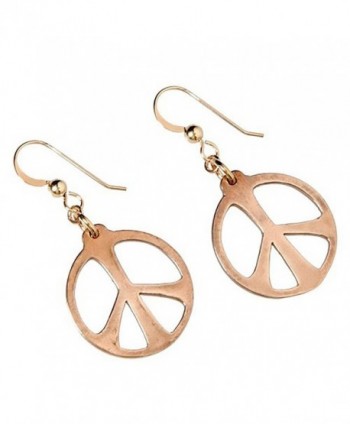 Medium Peace Symbol Peace Bronze Earrings on French Hooks - CN118Y03U3J