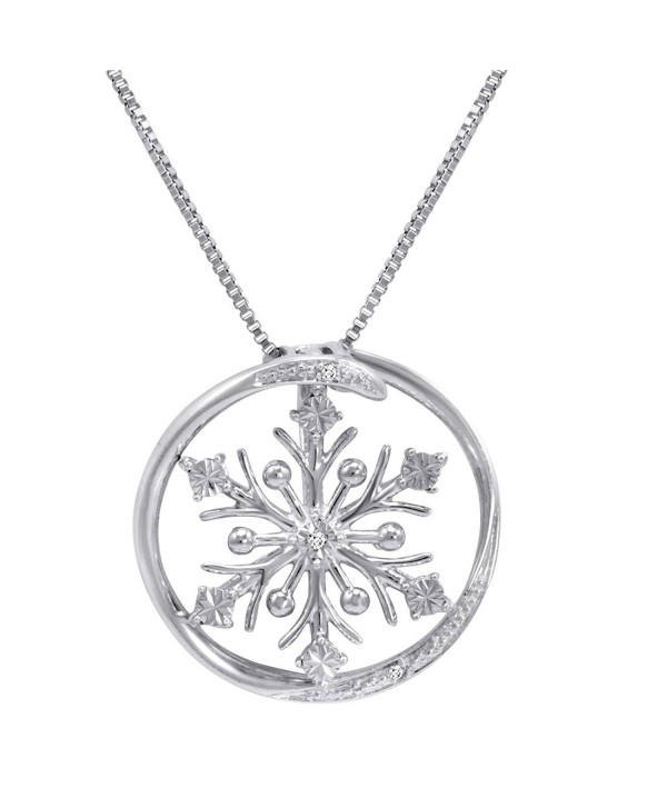 Diamond Accent Snowflake in Circle Pendant-Necklace in Sterling Silver - CK12NDVVXRQ