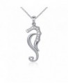 925 Sterling Silver White Cubic Zirconia Seahorse Charm Pendant Necklace for Women (Seahorse) - C917YYYNQ6Q