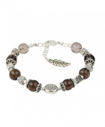 Pearlz Ocean Flawless Smoky Quartz 7 Inches Gemstone Trendy Bead Bracelet Jewelry for Women - C812LGT61R1