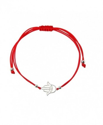 Sterling Silver Hamsa Hand Bracelet Red Kabbalah String Bracelet - C6126HQB81H