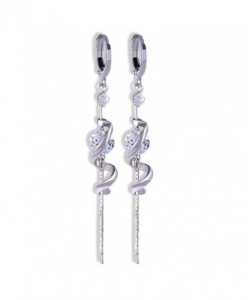 GULICX Jewelry Silver Plated Base Tassels White Crystal Women Party Dangle Earrings Gift - white - C611YELLH1T