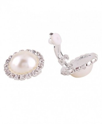 Rhinestone Opal Round Clip on Earrings Without Piercing for Women Luxury Jewelry - 60beige - C41889OWCG5