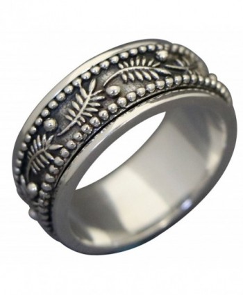 Energy Stone "PALM LEAF" Meditation Spinning Ring in Sterling Silver Designed by Viola So (Style US42) - C717YX20QZR