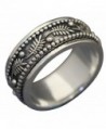 Energy Stone "PALM LEAF" Meditation Spinning Ring in Sterling Silver Designed by Viola So (Style US42) - C717YX20QZR